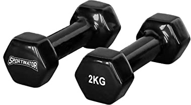 SPORTINATOR® Hantel 2er-Set 1, 2, 3 oder 5 kg Hantelset, schwarz fürs Homegym, Studio oder zuhause im 6-Kant-Stil,Unisex, Kraftsport dumbell set, Kurzhanteln in einem klassischen Look