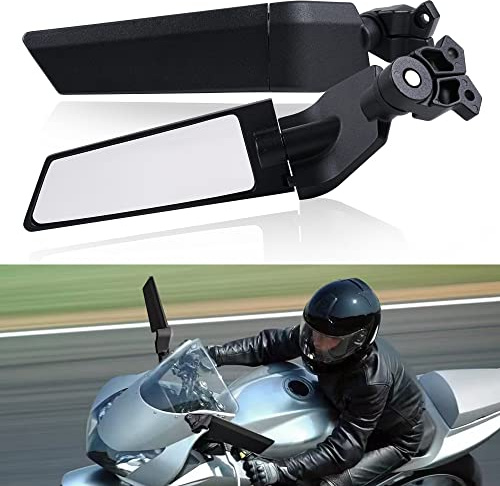Motorcycle Rearview Mirrors Adjustable Rotating Side Mirrors Fit for Honda CBR250R CBR500R CBR650R CBR1000R Kawasaki ZX6R ZX10R Ninja 400 Ninja 650 Suzuki GSXR 600 750 1000 Wing Mirror-Large