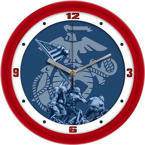 SunTime US Marines Heritage Wall Clock - 11.5 - Glass Face with Silent-Sweep