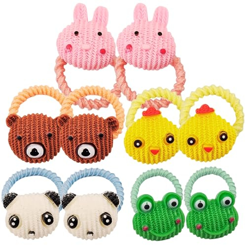 Lot de 10 élastiques à cheveux pour bébés, petites filles avec cheveux fins et moyens, avec motifs animaux, fruits, fleurs et nœuds (animaux 2)