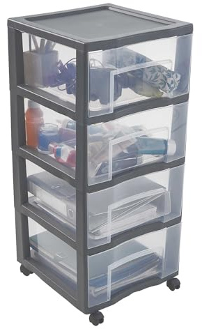 SUNDIS Tag Tower, schubladenbox aus Kunststoff, 4 Schubladen für A4-Papier