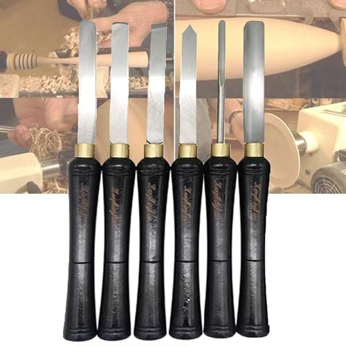 Drechselmeißel-Set, 6-teilig, Drehmeißel-Set, rostfreies Drechselzubehör, Drechselwerkzeuge für Profis oder Hobby-Holzarbeiten