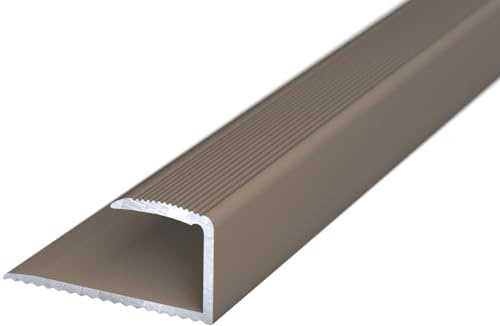 NALine® Einschubprofil für Hartböden von 10-12 mm Belagstärke 900 mm lang Edelstahl-Look Eloxiert Abschlussprofil Endprofil Einfassprofil für Hartböden U-Profil