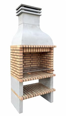 MOVELAR - Barbacoa de Obra Prefabricada de Leña y Carbón Modelo Paellero Saler (Gris, Naranja - 178 x 70 x 255 cm) REF: 3910 - Cocina de Exterior para Jardín o Patio