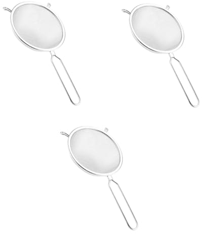 Cabilock Juego De 3 Coladores De Malla De Acero Inoxidable De 20 Cm De Doble Capa Para Servir Fideos Con Mango Ergonómico Para Cocina Restaurante Y Hotel.