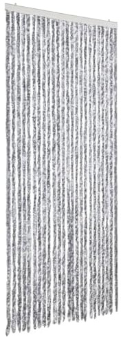 vidaXL Cortina antimoscas Chenilla Blanco y Gris 100x200 cm