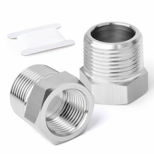 ERGAOBOY 2Pcs SS304 1-1/2 Male x 1 Female BSP Reducer Hex Bushing