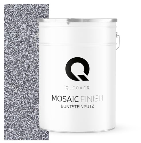 Q-COVER Buntsteinputz 25 Kg Schwarz-silber M13 Mosaikputz Sockelputz Dekorative Putz Innen & Außen Fassadenputz Fertigputz Edelputz Oberputz Kratzfest Wetterfest