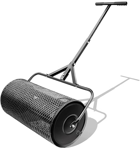 ZbOLi Spandiconcime da 27 Pollici per Prato e Giardino, Spargisemi Multiuso, Spandiletame Leggero con Manico a Forma di T aggiornato, Rullo da Prato Resistente, per piantare, seminare