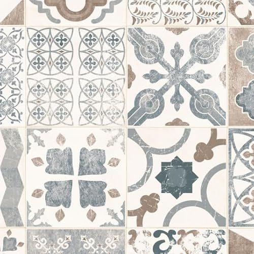 Sol Lino - Carreaux de Ciment - Naturel - Rouleau de 2m x 3.00m
