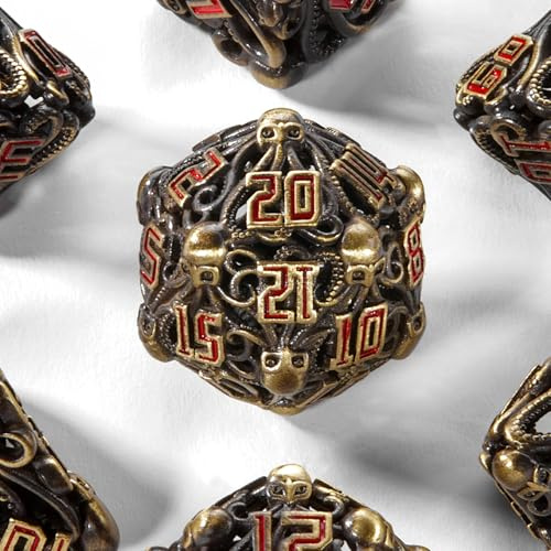 Cthulhu Hohlwürfel-Set, 7-teilig, geeignet für Dungeons and Dragon RPG, D&D, Explorer, Savage World und Tischspiele, polyedrische Würfel D20, D12, D10, D8, D6, D4, D100