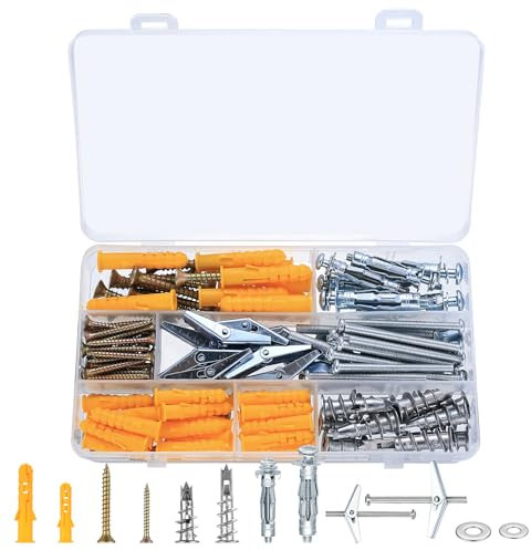 138 Pz Viti e Tasselli per Cartongesso: Tassello Autofilettante in Metallo per Cartongesso, Tasselli Muro a Molla ad Alette, Tasselli di Ancoraggio Fissaggi Autoperforanti per Cartongesso Muratura