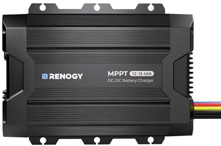 Renogy 12 V 40 A DC auf DC Ladegerät mit MPPT und Solareingang – 670 W Dual-Ladegeräte für Wohnmobil, Marine, Camping, kompatibel mit LiFePO4-, Gel-, überfluteten und versiegelten Blei-Säure-Batterien