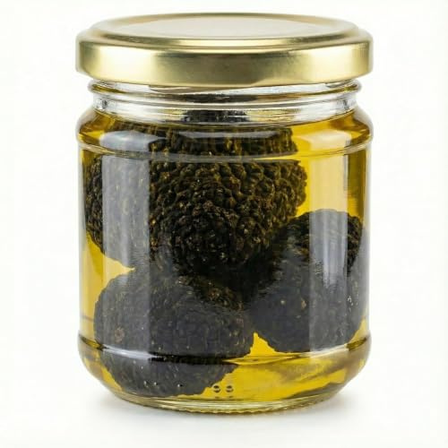 Spartacus Truffle Ganzer Schwarzer Trüffel in Olivenöl – Echter Trüffel aus Bulgarien, 90 ml, Vegan, Glutenfrei, zum Hobeln für Pasta und Risotto