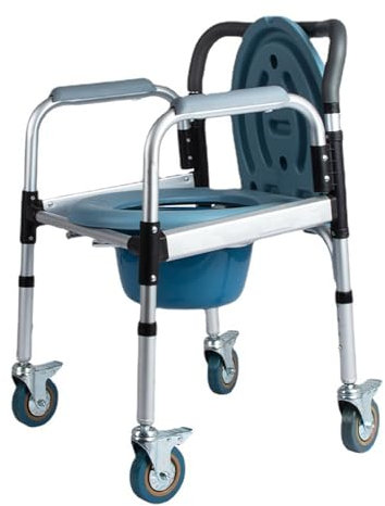 Sedia Da Toilette Con Rotelle,Sedia WC Per Anziani Regolabile In Altezza,Sedia WC Con Rotelle,Sedile Doccia E Sedia Da Comodo Per Anziani E Disabili,Installazione Senza Attrezzi A