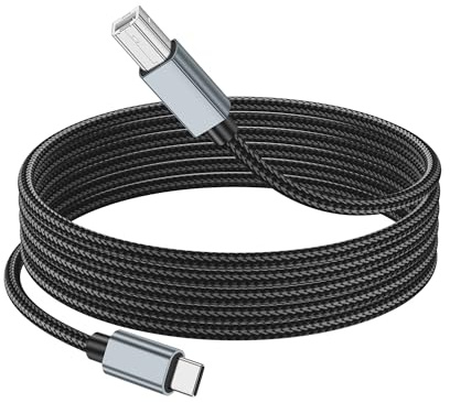 PNGKNYOCN USB B to USB C Printer Cable, Nylon Braided USB C Type B Male to Type C Male MIDI Printer Cable for MIDI Keyboard, DJ Controller,Scanner and More（3M/9.8FT）