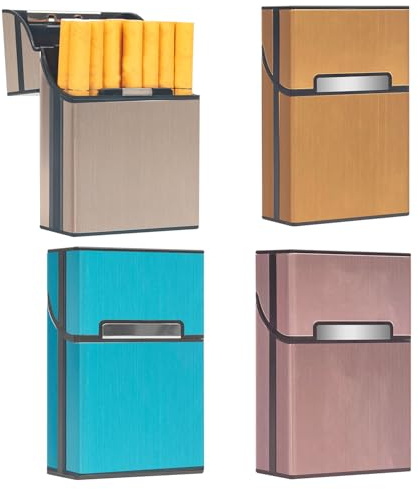 4 piezas de estuches para cigarrillos, estuche de cigarrillos de metal con cierre magnético, estuche de cigarrillos de aluminio, estuche de cigarrillos, estuche para cigarrillos, para estuche de 20