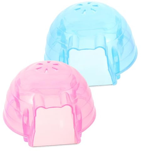 Warmhm 2stücke Plastik Hamster Haus Kühlende Minihütte Für Kleine Haustiere Hamsterhütte Sommer Kühlhaus Geeignet Für Hamster Chinchillas Hasen Und Andere Kleine Tiere in Rosa Und Blau