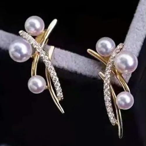 18 Karat Gelbgold plattierte Ohrstecker für Damen, eleganter Perlenschmuck, EIN Paar/Set-Gold