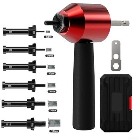 Vilgftyiet Rivet Nut Adapter Kit M3-M10 Electric Riveter Aluminum Nail Converter Head Set Portable Manual Fitting Tool for Cordless Drill with Case