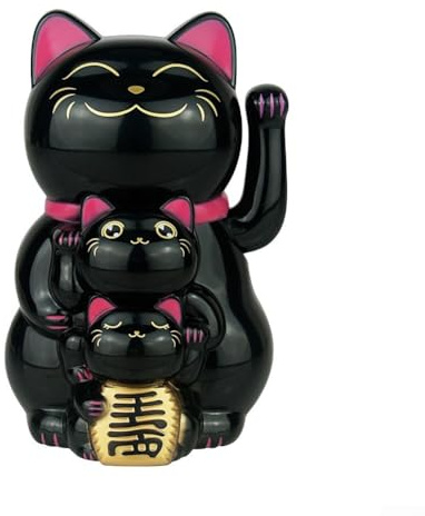 ZiStarlilife Chat porte-bonheur chinois, Chat porte-bonheur à mouvement automatique fonctionnant à l'énergie solaire, Statue porte-bonheur à bras mobile en décoration, pour magasins, bureaux et