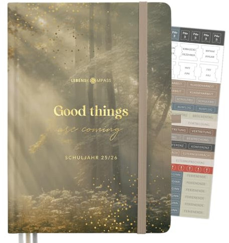 Lebenskompass® Lehrerkalender 2025 2026 DIN A4 ”Bliss” Hardcover Schulplaner für die Unterrichtsvorbereitung - idealer Planer für Lehrerinnen und Lehrer