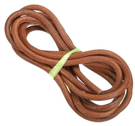 PATIKIL Cordino in Pelle Intrecciata Rotonda, 8mm Cordoncino in Pelle Piatto Piegata Corda di Cuoio per Artigianato, Creazione Gioielli, Collane, Bracciali, Marrone(3ft)