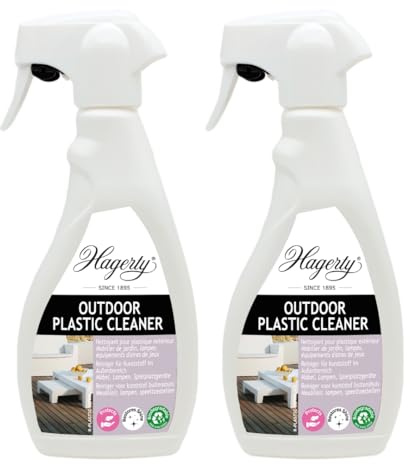 Hagerty Set 2x Reiniger für Outdoor-Kunststoffmöbel I Entfernt Schmutz & Fett auf Gartenmöbeln und Zubehör aus Plastik I Wirksames Reinigungsmittel für alle Kunststoffoberflächen im Außenbereich 500ml