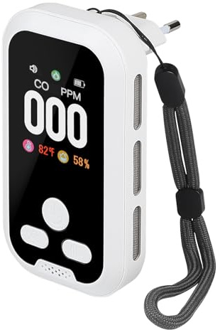 CPROSP Carbon Monoxide Detector with Plug for Home, Carbon Monoxide Sensor with Temperature and Humidity Sensors, Gas Detector with Display for Home and Motorhome