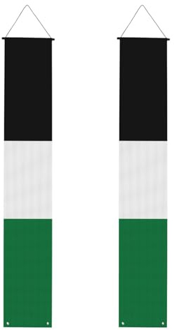 Drapeau de l'État de Palestine - Bannière de bienvenue à suspendre - Drapeaux verticaux - Pour décoration intérieure et extérieure - 180 x 30 cm