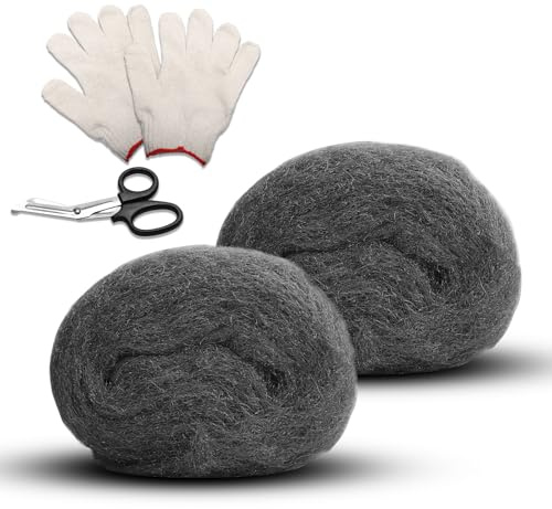 2 rollos de lana de acero contra ratones 3m lana de acero 0# fina - con guantes de trabajo - tijeras contra los roedores - agujeros de la pared grietas trampa para ratones