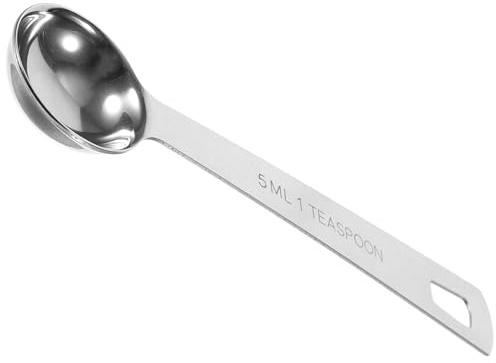 NUOBESTY Cuillère à Mesurer en Acier Inoxydable 5 Ml Manche Carré Cuillère à Café en Métal Cuisine et Pâtisserie Outil de Mesure Précis pour Ingrédients Secs et Liquides
