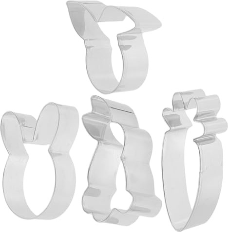 NUOBESTY Set da 4 Formine per Biscotti Pasquali in Acciaio Stampini per Biscotti a Forma di Coniglietto e Carota Tagliabiscotti per Dolci Fatti in Casa e Feste Stagionali