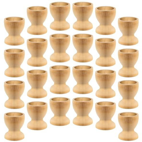 DEARMAMY Lot de 25 Coquetiers en Bois Brut 33 X 38 CM pour Garçon et Filles Supports à Œufs Individuels DIY Porte-Œufs Naturels pour Peinture Décorations de Pâques et Loisirs Créatifs