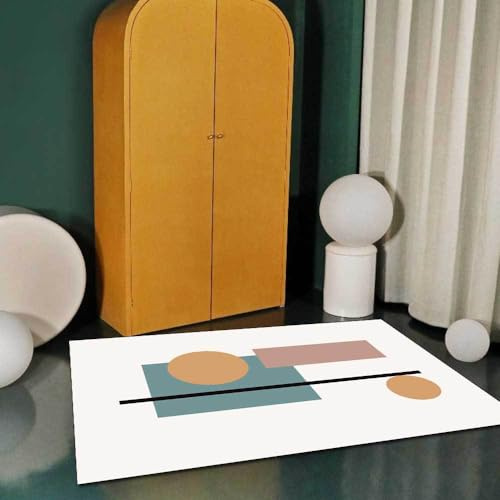 Chanxiang666 TeppichTeppich Moderner Wohnzimmer Teppich 120x250cm Moderne geometrische Formen in Braun, Blau und Weiߠ Kurzflor, Borte, WeichMaschinenwaschbar 120x250cm