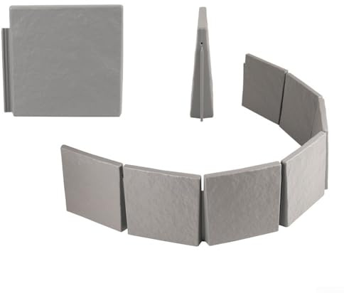Bordure de jardin imitation pierre en plastique - Cloison de retenue - Gris clair - 5 pièces - Assemblage facile - Design flexible pour cour et parterre de fleurs