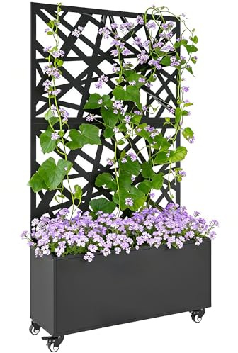 Outsunny Jardinière avec Treillis Découpes Irrégulières 90x30x160cm Noir