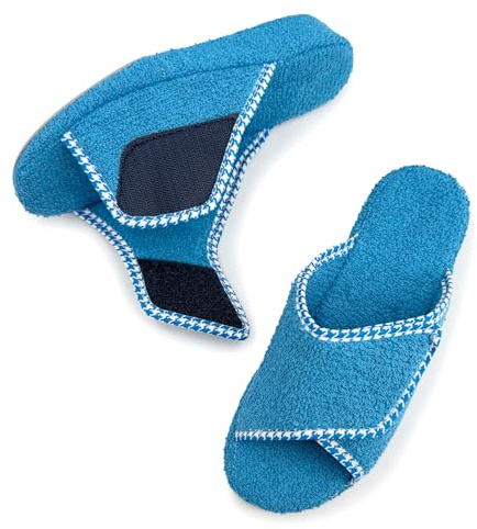 STRAPPO SOFT Ciabatte Spugna Donna Punta Aperte Traspiranti con Chiusura Pantofole Estive Casa Zeppa Comode Suola Sughero Leggre Morbide Antiscivolo Estate Regolo Signora Anziani Celeste 39