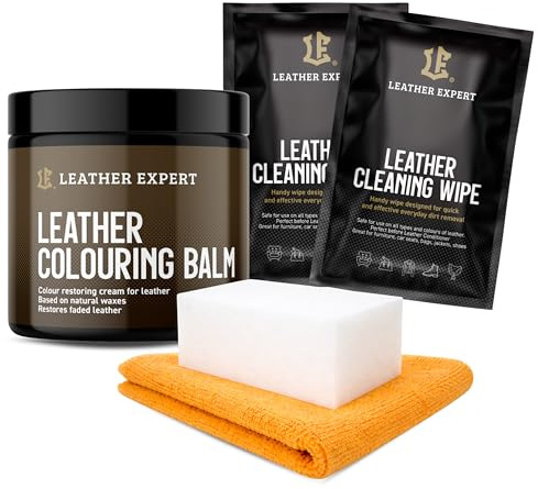 Leather Expert Lederbalsam Set SCHWARZ 250 ml – Lederpflege für Echtleder, Leder Balsam mit Bienenwachs & Carnaubawachs, Lederpflege für Schuhe, Taschen, Möbel & Autoleder (SCHWARZ)