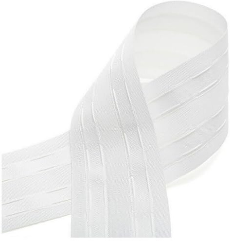 Nastro arricciante per tende, 5 cm x 5 m, colore: bianco
