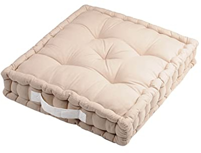 Stof Bodenkissen, Größe 45 x 45 cm, 100% Baumwolle, Farbe: Leinen, Modell Duo, ideale Dicke, bequem und elegant, angenehm zu berühren