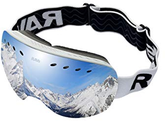 Ravs Skibrille Snowboardbrille Schutzbrille Ski Goggles mit Silber gespiegelter Scheibe Rahmenlos