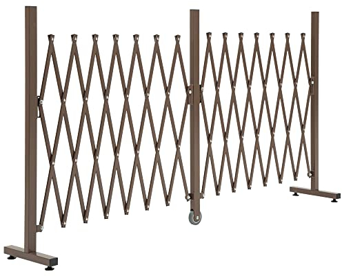 Outsunny Scherengitter Absperrgitter Scherensperre ausziehbar 52-405cm Garten Alu Braun H103,5cm