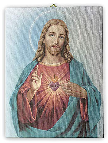 Holyart Quadri, stampe, codici miniati: Quadro su tela pittorica Sacro Cuore di Gesù 70x50 cm