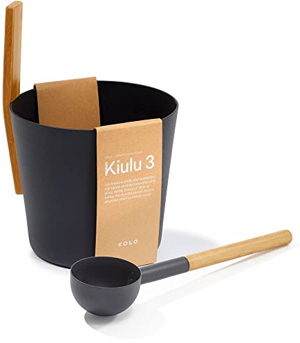 SET> KOLO Sauna Kübel 3 + Kelle, schwarz/Saunakübel/Saunaset