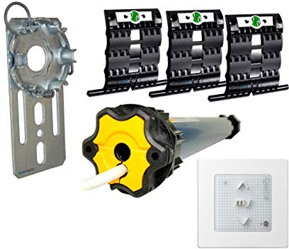 Nachrüstset mit smarotech® Montageset SW60 zum Modernisieren von Gurt/Kurbel mit Funk-Rollladenmotor (Montageset SW60 + Oximo io 6/17)