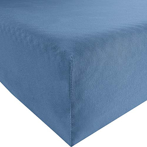 Erwin Müller Spannbettlaken Bamberg Mako-Feinjersey blau Größe 90x190 cm - 100x200 cm - pflegeleicht, bügelfrei, hohe Formstabilität, mit Rundumgummi
