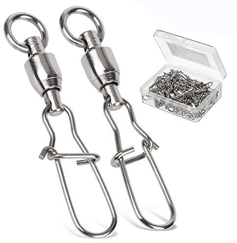 9Tong Ball Bearing Emerillones Giratorio de Pesca de Acero Inoxidable Emerillones con Bloqueo de Broche Conector de línea de Pesca Pesca de Agua Dulce y Salada 25pcs 55lbs