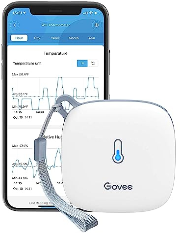 Govee WiFi Room Thermometer Hygrometer, Wireless Smart Indoor Temperature Humidity Sensor with Alert and Data Storage, for Baby Home Garage Greenhouse