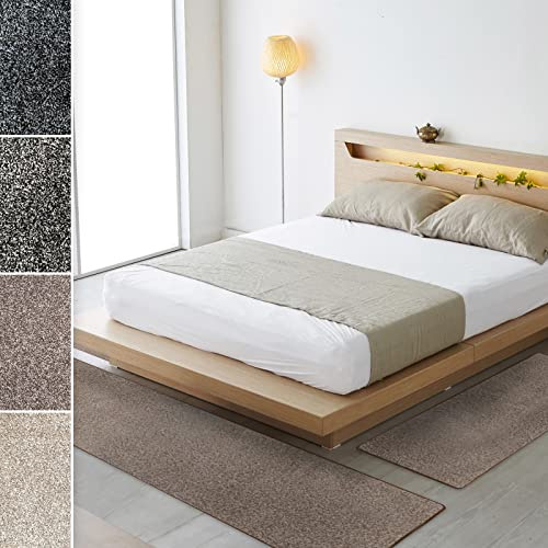 Lion, tappeto da letto in velluto, set di 3 pezzi in 3 misure, pelo mélange, larghezza: 67 cm, L: 1 x 250 cm + 2 x 140 cm, marrone)